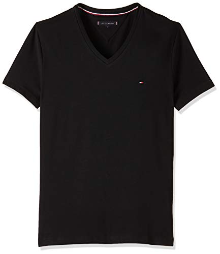 Tommy Hilfiger Core Stretch Slim Vneck tee Camiseta, Negro (Flag Black 083), Small para Hombre