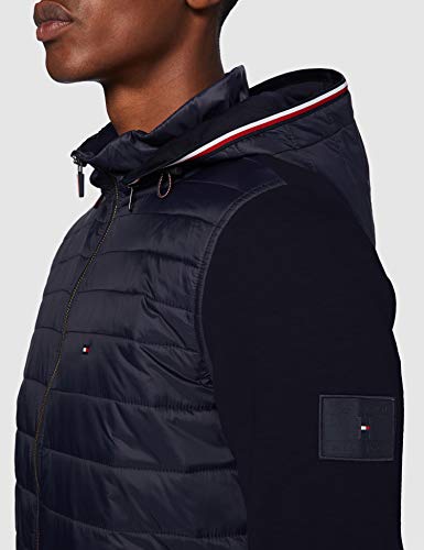 Tommy Hilfiger Mixed Media Hooded Zip Through Suéter, Blue, L Hombre