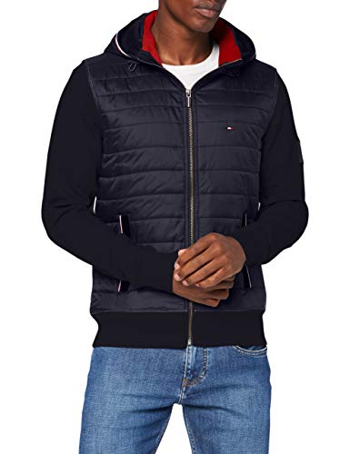 Tommy Hilfiger Mixed Media Hooded Zip Through Suéter, Blue, L Hombre