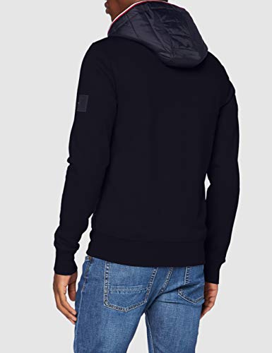 Tommy Hilfiger Mixed Media Hooded Zip Through Suéter, Blue, L Hombre