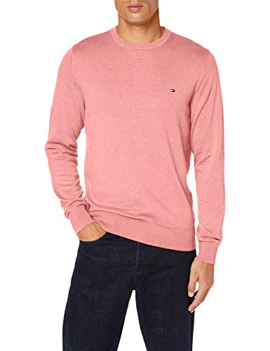 Tommy Hilfiger Organic Cotton Silk Crew Neck Pantalones, Rosa (Pink Grapefruit Heather TY8), Medium para Hombre