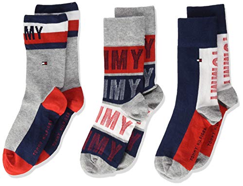 Tommy Hilfiger Th Kids Sock 3p Giftbox calcetines, tommy original, 27/30 (Pack de 3) para Niños
