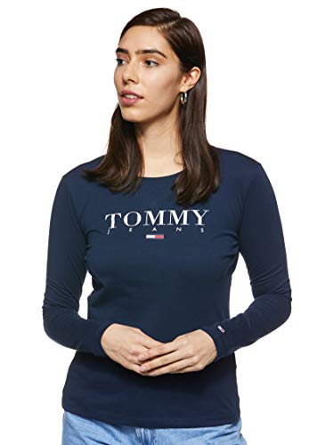 Tommy Hilfiger Tjw Essential Logo Longsleeve Camisa Manga Larga, Azul (Blue Cbk), 32 (Talla del Fabricante: XX-Small) para Mujer