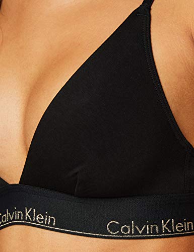 Tommy Hilfiger Unlined Triangle Sujetador de triángulo, Negro (Black W/Gold Logo 7Ln), 90 (Talla del Fabricante: Small) para Mujer