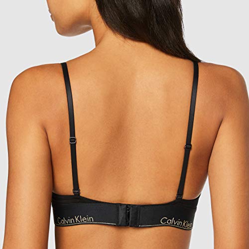 Tommy Hilfiger Unlined Triangle Sujetador de triángulo, Negro (Black W/Gold Logo 7Ln), 90 (Talla del Fabricante: Small) para Mujer