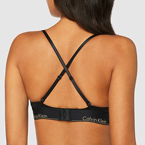 Tommy Hilfiger Unlined Triangle Sujetador de triángulo, Negro (Black W/Gold Logo 7Ln), 90 (Talla del Fabricante: Small) para Mujer