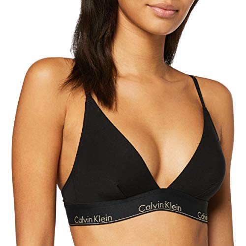 Tommy Hilfiger Unlined Triangle Sujetador de triángulo, Negro (Black W/Gold Logo 7Ln), 90 (Talla del Fabricante: Small) para Mujer
