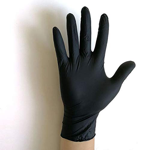 TOMYEER - Guantes desechables de plástico de polietileno para uso alimentario, desechables, para manipular alimentos, guantes de trabajo desechables, de polietileno, color negro, talla S, 100 unidades