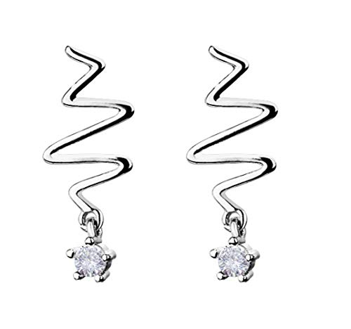 TONGS Pendientes Pendientes de la Personalidad Salvaje Frecuencia Creativa de Onda Del Rayo de Corazón Aretes de Plata de Ley 925 Buen Trabajo / S925 / 15x8mm