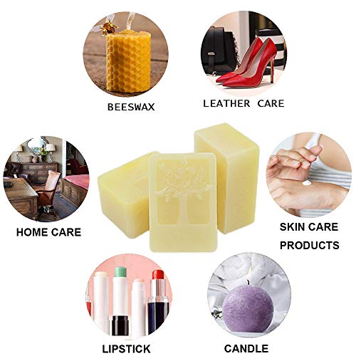 TooGet Cera de Abejas Blanca Pura Bloque de Cera de Abejas - 100% Natural, Grado Cosmético, Calidad Superior - 400g