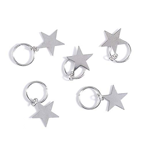 TOOGOO 10Pcs Ni？a Linda Plata Brillante Y Oro Estrella Anillo de Pelo Trenzado Pinza de Pelo Metal Brazalete Pelo Accesorio Decorativo (Estrellas de Plata Y Oro)