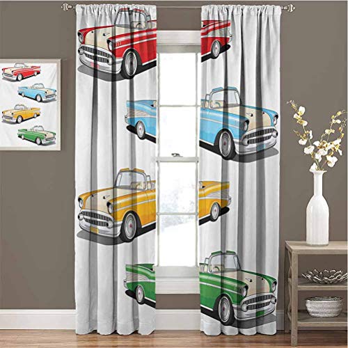 Toopeek Manly - Juego de cortinas opacas, colección de cuatro clásicos para coche, diseño de coche, diseño de jardín de infancia, aislamiento de sombreado, 84 x 84 pulgadas, multicolor