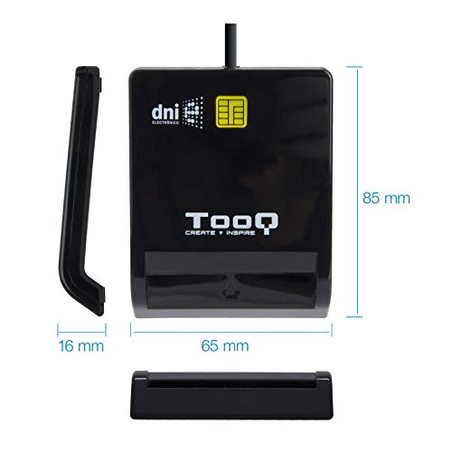 Tooq TQR-210B - Lector Externo de DNI electrónico y Tarjetas Inteligentes (DNIe), USB 2.0, Color Negro y Blanco, 480Mbps.
