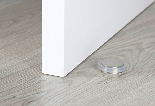 Tope De Puerta Autoadhesivo,De Diseño, Acero Inoxidable,Medidas 35x12, Goma Blanca, Evi Herrajes, I-203/35x12B