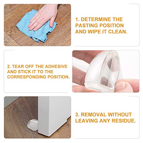 Tope de Puerta para Suelo, HALOVIE Topes para Puertas Transparente Autoadhesivo Protección de Pared y Muebles Decorativo Discreto, 4pcs