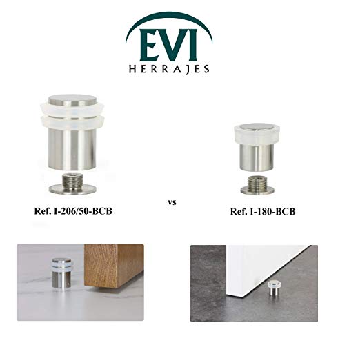 Tope Puerta, Para Puertas Pesadas,35x50mm,Con Base Roscada,de Acero Inoxidable, Goma Blanca, I-206/50-BCB