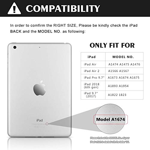 TOPLIFE Funda Teclado iPad 9.7, Funda iPad con Teclado 7 Colores Retroiluminado Español y Teclado Bluetooth Inalámbrico Incorporado para iPad 2018(6th Gen)/iPad 2017/iPad Pro 9.7/iPad Air 2/1 (Negro)