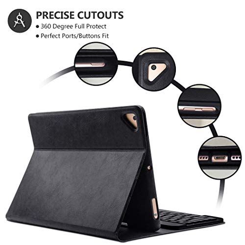 TOPLIFE Funda Teclado iPad 9.7, Funda iPad con Teclado 7 Colores Retroiluminado Español y Teclado Bluetooth Inalámbrico Incorporado para iPad 2018(6th Gen)/iPad 2017/iPad Pro 9.7/iPad Air 2/1 (Negro)