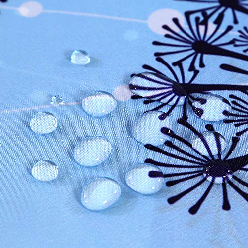 Topmail Cortinas de Ducha en Poliéster Impermeable Antimoho con 12 Ganchos, Cortina para Baño Bañera Diente de León Azul Blanco 180x180cm