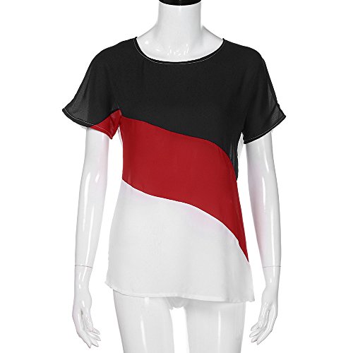 Tops para mujer,MOMOXI Camiseta de manga larga casual para mujer color block rayas camisetas blusas Camisa Mujer Raya Cuello Redondo Manga Larga Casual Suelto Blusa Rojo y Top Azul Jersey Stripe Shirt