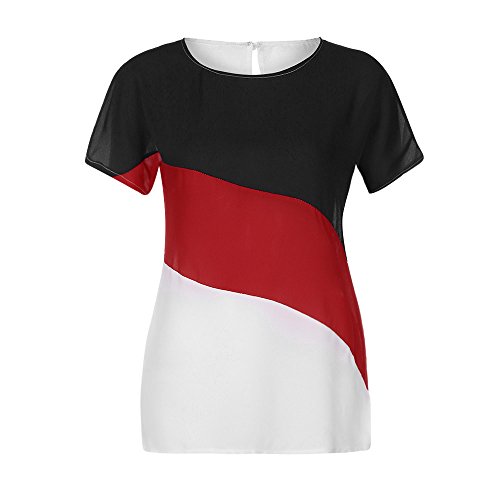 Tops para mujer,MOMOXI Camiseta de manga larga casual para mujer color block rayas camisetas blusas Camisa Mujer Raya Cuello Redondo Manga Larga Casual Suelto Blusa Rojo y Top Azul Jersey Stripe Shirt