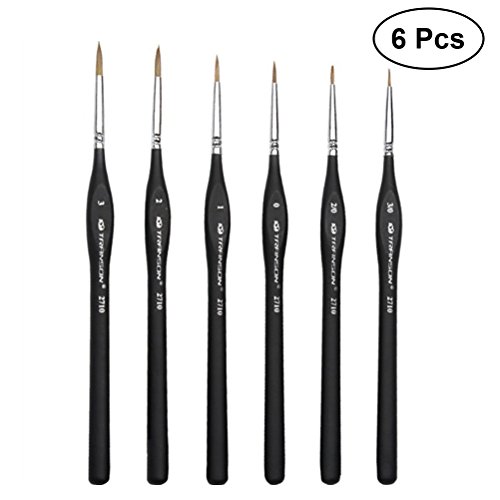 TOYMYTOY 6pcs pinceles de pelo de la comadreja detalle fino conjunto de cepillo de pintura Fine Tip Art pincel de pintura para detallar dibujo de la pintura