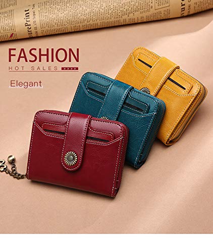 Trend Wallet Mujer Mujer Cartera Billetera Corta Monedero de Calidad Monedero con Botón de Mujer Calidad Hardware de Flores-   Amarillo, a1