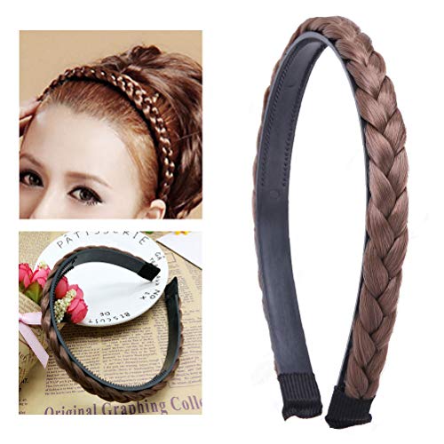 Trenza trenzado aro trenzado trenzado diadema Hair Accessioeies para mujeres niñas (café claro)