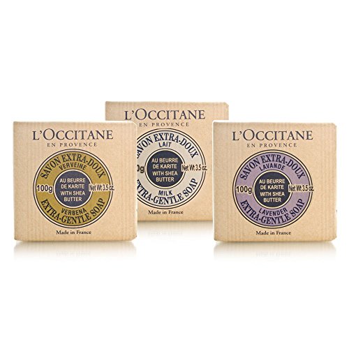 Trío de jabón L'Occitane: leche + verbena + lavanda, 3 unidades