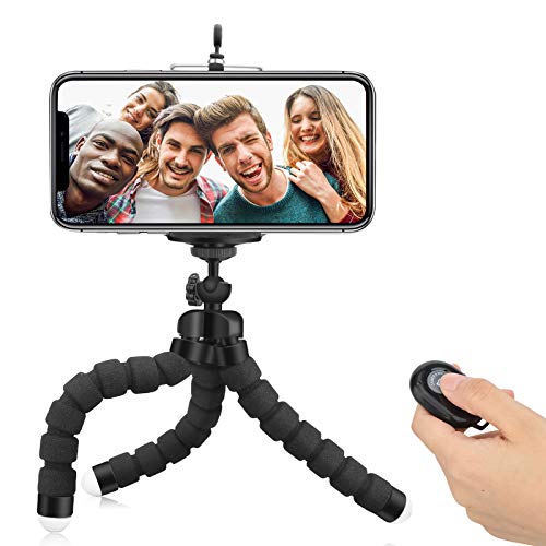 Trípode de teléfono móvil Trípodes de cámara Flexibles Mini Soporte de Soporte Ligero portátil + Bluetooth Remoto y Clip para teléfono para iPhone, Android Samsung, cámara Deportiva GoPro