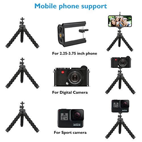 Trípode de teléfono móvil Trípodes de cámara Flexibles Mini Soporte de Soporte Ligero portátil + Bluetooth Remoto y Clip para teléfono para iPhone, Android Samsung, cámara Deportiva GoPro