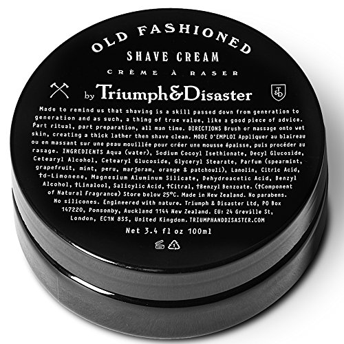 triumph & Disaster Old Fashioned Shave Cream - 100 ml bottle (gives more than 100 shaves) - with organic compounds Extracts of coconut oil and active agents to provide a soft and comfortable shave