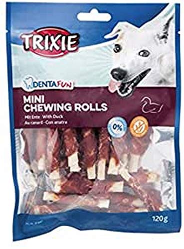 TRIXIE Mini Rollitos con Pato Denta Fun, 6 cm, 120 g, Perro