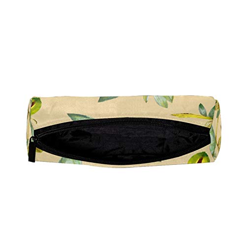 Tropical Jojoba Plant Green Botany Eco School Office Pencil Case Round para adolescentes niños Niñas Niños Ligero Cremallera Papelería Bolsa Duradera Bolsa de gran Capacidad Cosmética