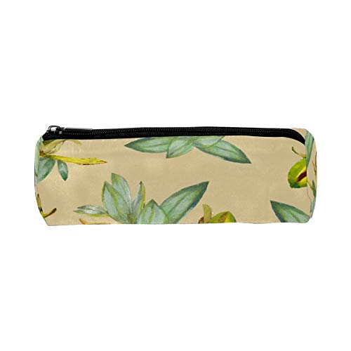 Tropical Jojoba Plant Green Botany Eco School Office Pencil Case Round para adolescentes niños Niñas Niños Ligero Cremallera Papelería Bolsa Duradera Bolsa de gran Capacidad Cosmética