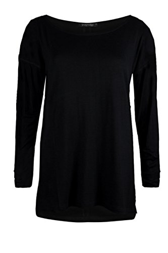 trueprodigy Casual Mujer Marca Camiseta Manga Larga Basico Ropa Retro Vintage Rock Vestir Moda Cuello Redondo Manga Larga Slim fit Designer Fashion Top Shirt, Colores:Black, Tamaño:M