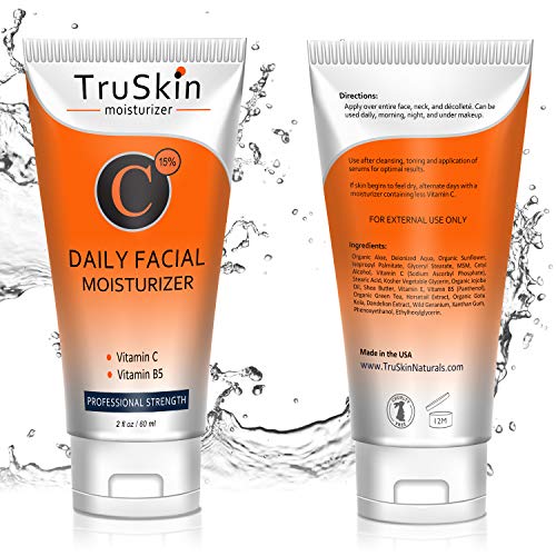 TruSkin Crema hidratante de vitamina C para rostro antienvejecimiento, arrugas, manchas de edad, tono de piel, reafirmante y ojeras Ingredientes orgánicos y naturales.