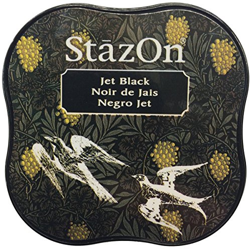 Tsukineko StazOn Midi Ink Pad-Jet Black, Negro Azabache, 0.9x2.25x2.25 Inches