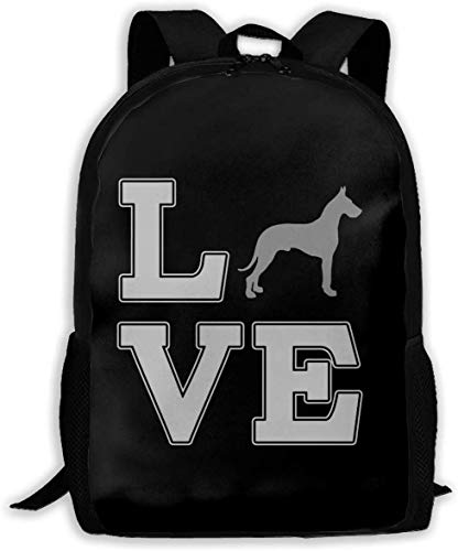 TTmom Mochilas Tipo Casual,Bolsa de Viaje Great Dane Love Unisex Backpack Shoulder Bag School Backpack Travel Bags Laptop Backpack