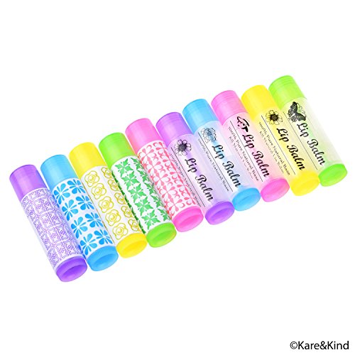 Tubos para envasar bálsamo labial - Paquete 50 Tubos - Hágalo usted mismo - 5,5 ml - Incluye 50 Adhesivos Escribibles (10x5 colores) y 50 Adhesivos de Bálsamo Labial Impresos