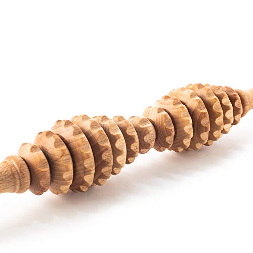 Tuuli Accessories Anti Celulitis Masajeador Rodillo Aparato Anticelulítico para Masaje del Cuerpo Maderoterapia Madera 40 cm