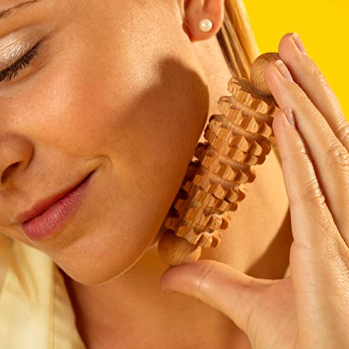 Tuuli Accessories Set de 2 Masajeadores Facial Cabeza Rodillo Aparato Anticelulítico para Masaje Maderoterapia Madera