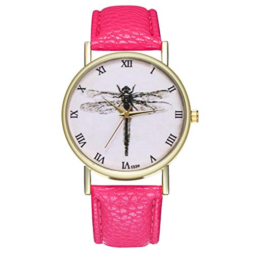 TW1000 Reloj de Pulsera de Cuarzo analógico con Banda de Cuero de Moda beneficiosa a estrenar, Reloj Deportivo T339 (Rosa roja)