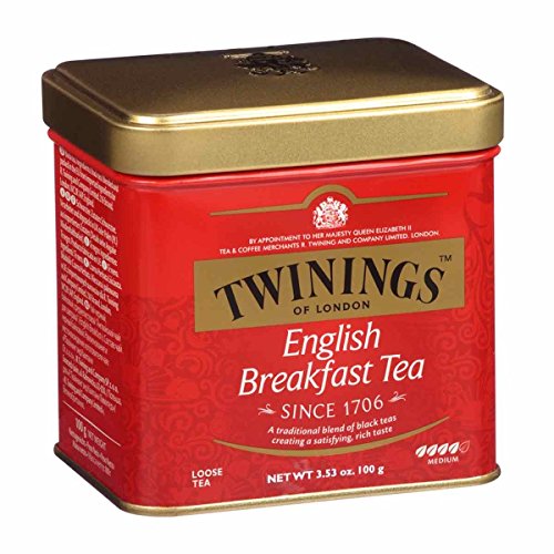 Twinings Tè Suelto - English Breakfast - Mezcla Tradicional Inglesa de Té Negro con un Sabor Intenso y Energizante - Té de Desayuno por Excelencia - Lata 100 g