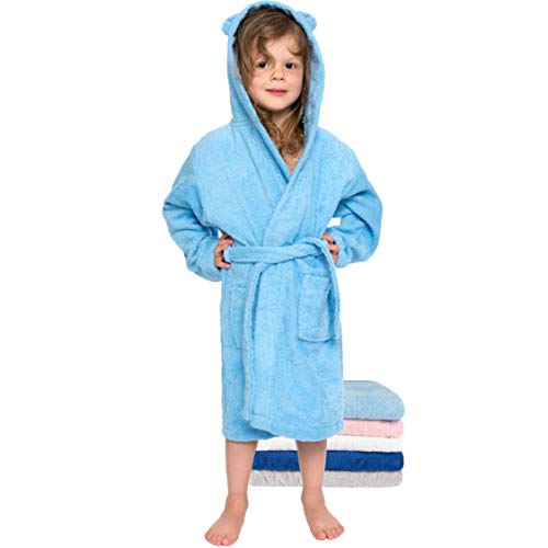 Twinzen - Albornoz Niños Algodón - Niño y Niña - 100% Algodón Oeko-Tex® - Bata de Baño 2 Bolsillos, Cinturón y Capucha