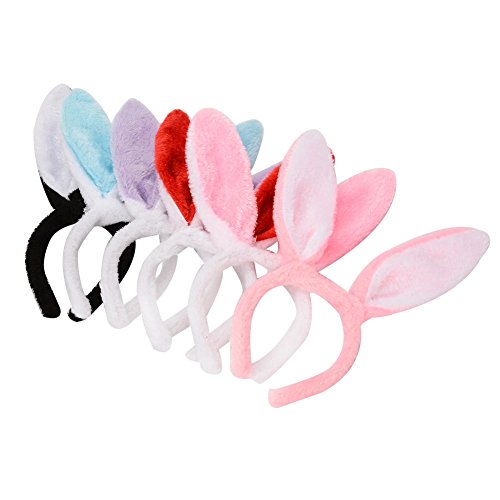 Twister.CK Diademas de orejas de conejo de Pascua, lindos accesorios de disfraces de conejos para Pascua, lentejuelas doblables, disfraces de animales, favores de fiesta, tama?o 11.8x4.7, paquete de 6