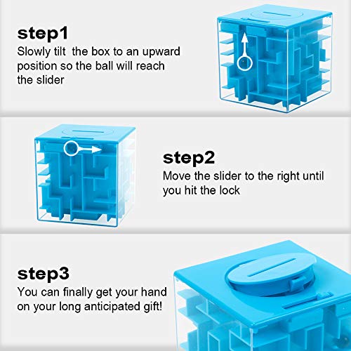 Twister.CK Money Maze Puzzle Box, Maze Money Bank Holder Puzzle para niños y Adultos Cumpleaños Navidad, una Forma Divertida de Regalar un pequeño Regalo navideño de Navidad (Azul)