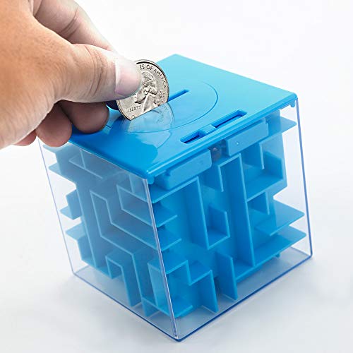 Twister.CK Money Maze Puzzle Box, Maze Money Bank Holder Puzzle para niños y Adultos Cumpleaños Navidad, una Forma Divertida de Regalar un pequeño Regalo navideño de Navidad (Azul)