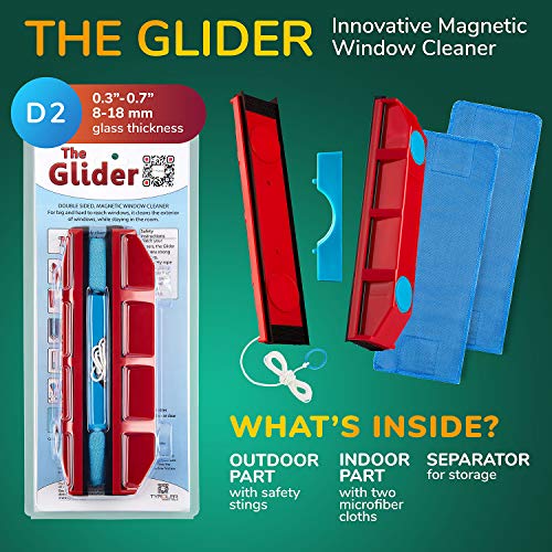 Tyroler Bright Tools The Glider D-2 - Limpiacristales Magnético para Ventanas de Vidrio Doble con un Grosor de 8-18 mm
