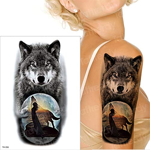 tzxdbh 5PCs-Hombres Tatuaje Gato Tigre Lobo Tatuaje Manga Hombres Cuerpo Pecho Tatuaje Impermeable Negro Gran Tatuaje león Pata Tatuaje Hombres 5 Piezas